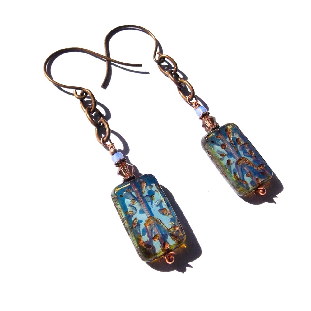 Boho gypsy festival earrings beaded chains vintage
